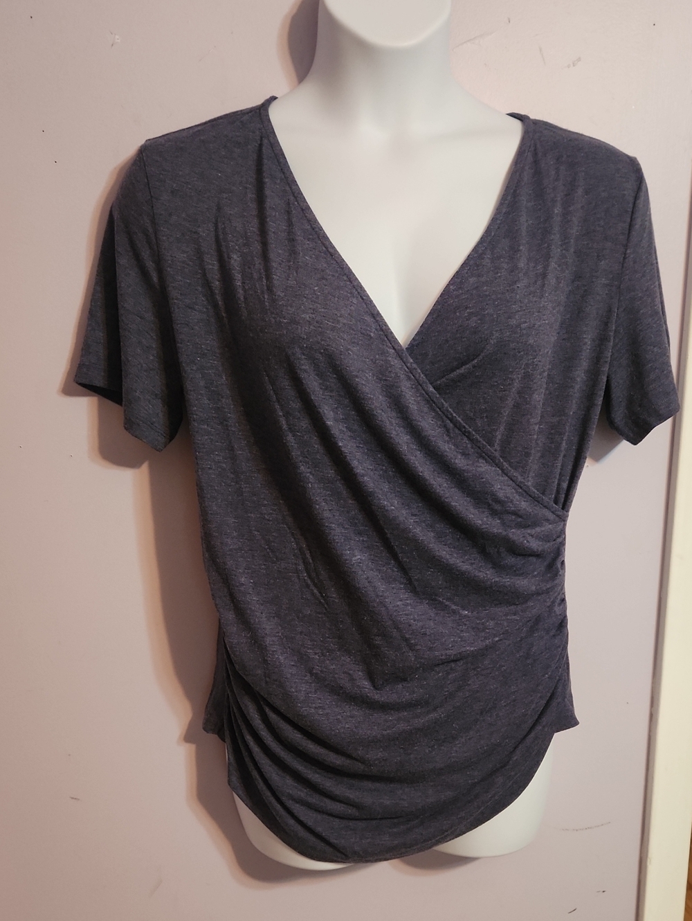 Hardy Outfitters Women's Blue/Gray Ruched Wrap Top